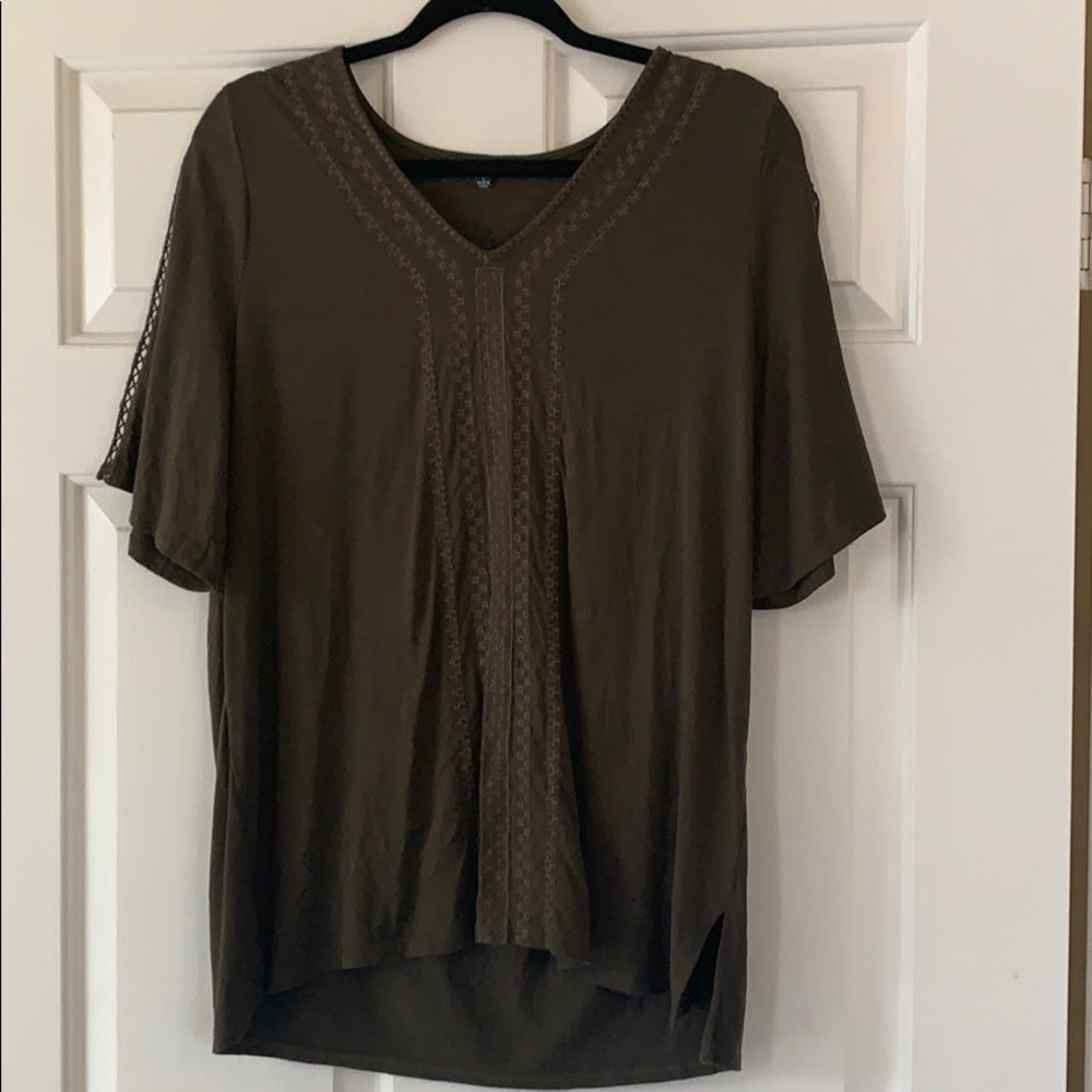 Forest Green Flowy Peasant Top